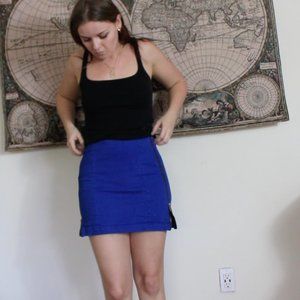 CARMAR Cobalt Blue Mini Skirt w/ 2 side zippers